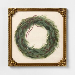 Studio McGee Threshold Red Ribbon Bow Framed Wreath Wall Art Christmas 2025